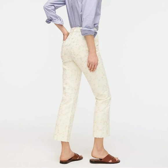 New J.CREW DENIM Size 28 Billie Demi Boot Cut Crop Jean Eyelet Cream - Picture 2 of 12